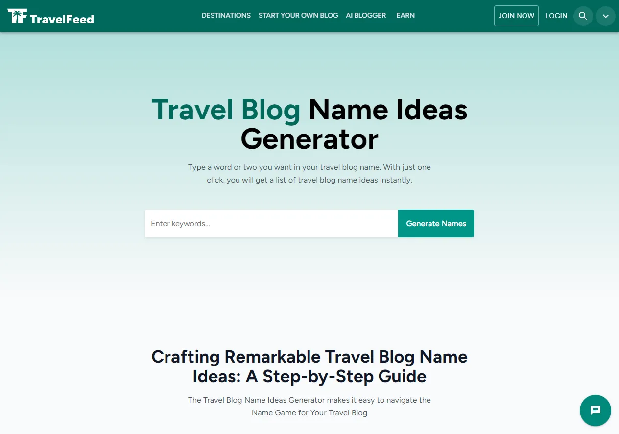 Travel Blog Name Ideas Generator تصویر